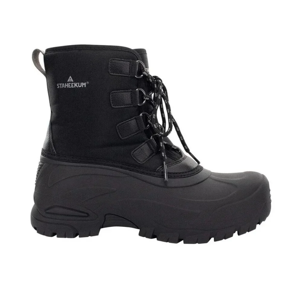 Staheekum Men's 11 Winter Snow Boots Waterproof Insulated Outdoor Faux Fur Black